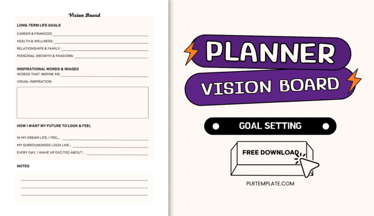 Goal Setting Planner Free Download PLR License – Part Vision Board Goal