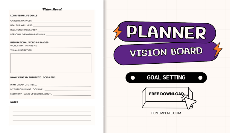 Goal Setting Planner Free Download PLR License – Part Vision Board