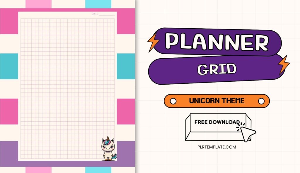 Purple Unicorn Style Planner free download PLR License - Part Grid Planner